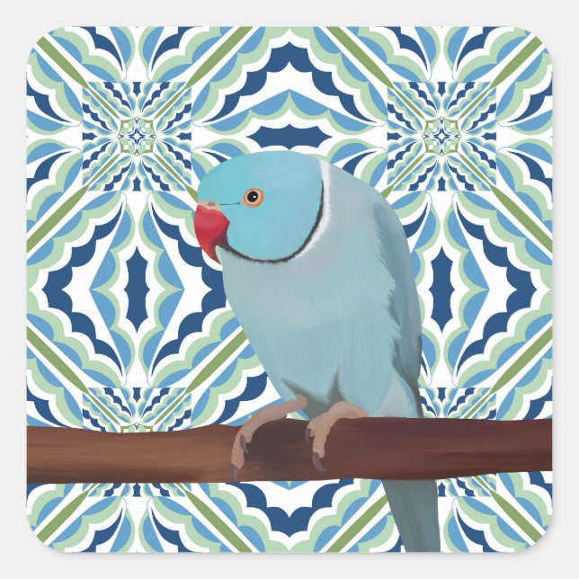 Sticker Carré Parakeet Blue Indian Ringneck (Devant)