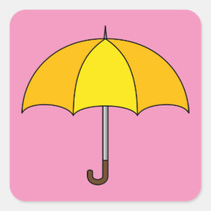 Sticker Carré Parapluie jaune