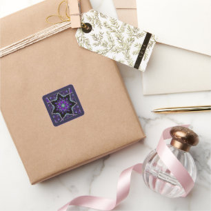 Sticker Carré Parapluie violet & coeurs .7