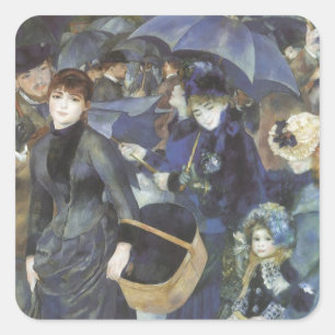 Sticker Carré Parapluies de Pierre Renoir, Impressionnisme Vinta