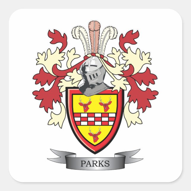 Sticker Carré Parc Family Crest Coat of Arms (Devant)