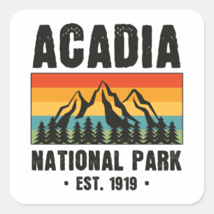 Sticker Carré Parc national Acadia, Maine Retro Vintage