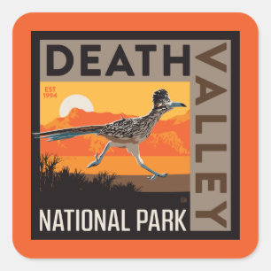 Sticker Carré Parc national de Death Valley   Roadrunner
