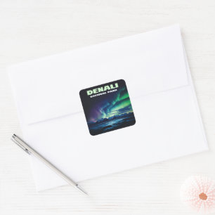 Sticker Carré Parc national de Denali Rétro