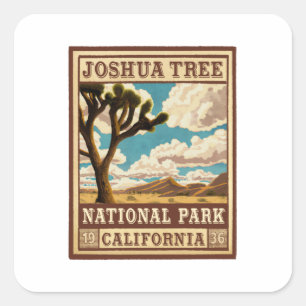 Sticker Carré Parc national de Joshua Tree Vintage extérieur