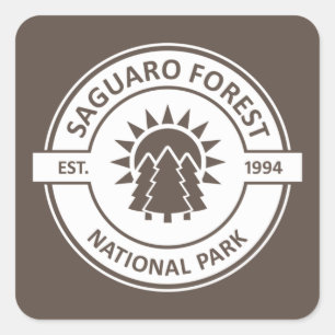 Sticker Carré Parc national de la forêt de Saguaro Sun Trees