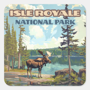 Sticker Carré Parc national de l'Isle Royale Lac Michigan