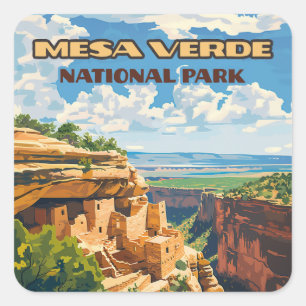 Sticker Carré Parc national de Mesa Verde Colorado Cliff House