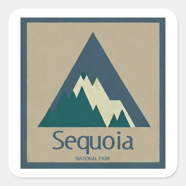 Sticker Carré Parc national de Sequoia Rustique (Devant)