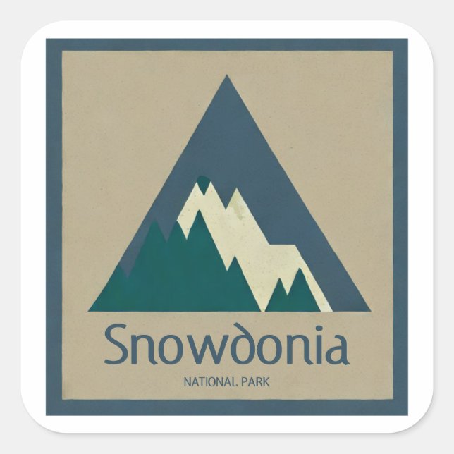 Sticker Carré Parc national de Snowdonia Rustique (Devant)
