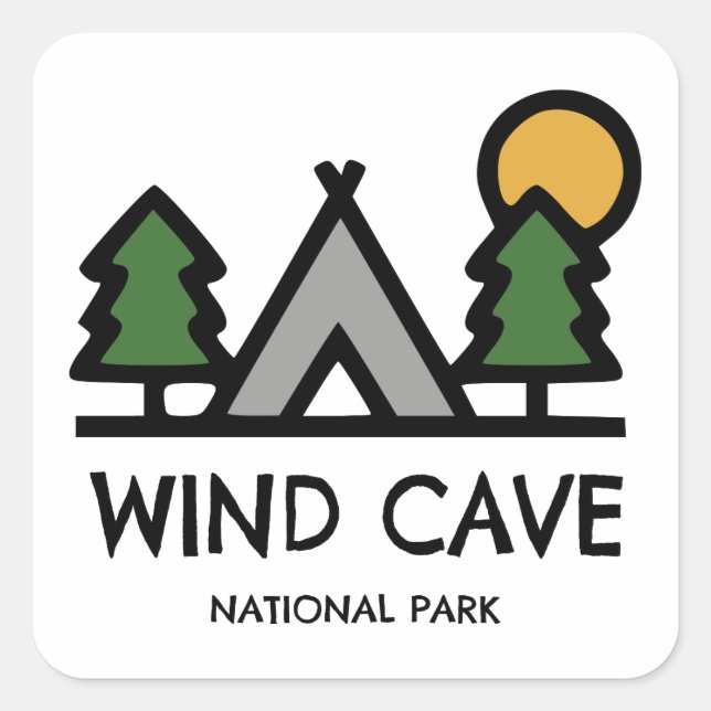 Sticker Carré Parc national de Wind Cave (Devant)