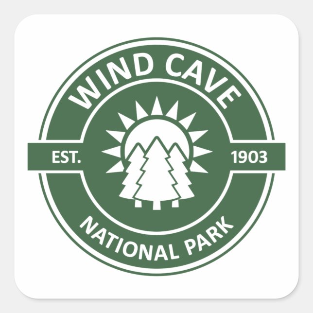 Sticker Carré Parc national de Wind Cave Sun Trees (Devant)