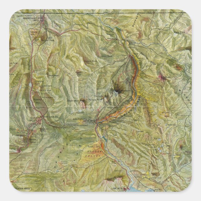 Sticker Carré Parc national de Yellowstone 2 (Devant)