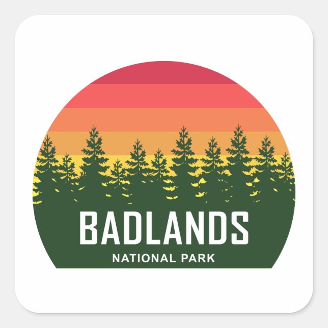Sticker Carré Parc national des Badlands (Devant)