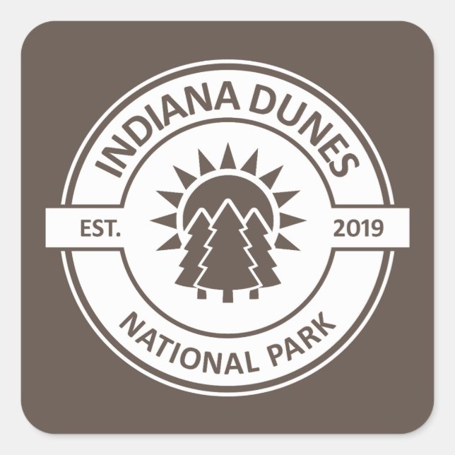 Sticker Carré Parc national des dunes d'Indiana Sun Trees (Devant)
