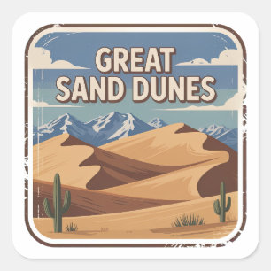 Sticker Carré Parc national des Great Sand Dunes Badge Vintage