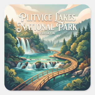 Sticker Carré Parc national des lacs de Plitvice Croatie