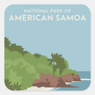 Sticker Carré Parc national des Samoa américaines Minimaliste