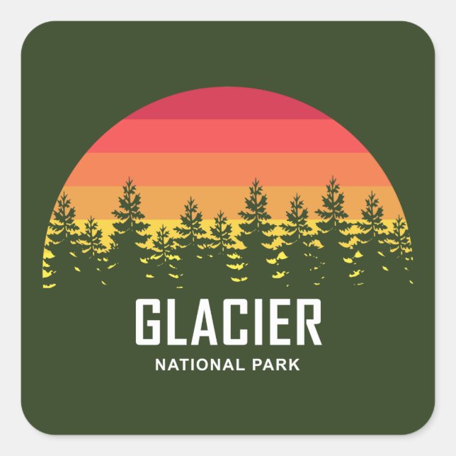 Sticker Carré Parc national du Glacier (Devant)