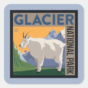 Sticker Carré Parc national du Glacier   Chèvre