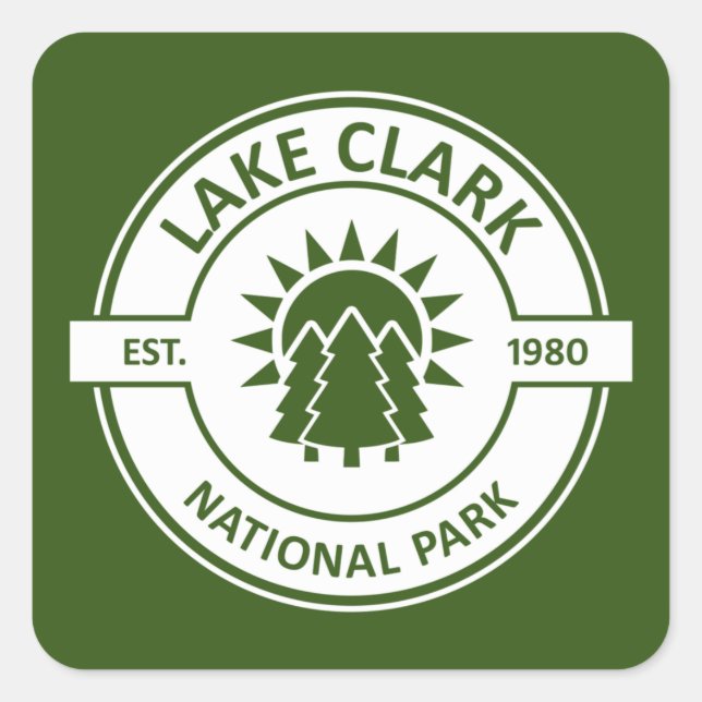 Sticker Carré Parc national du lac Clark Sun Trees (Devant)