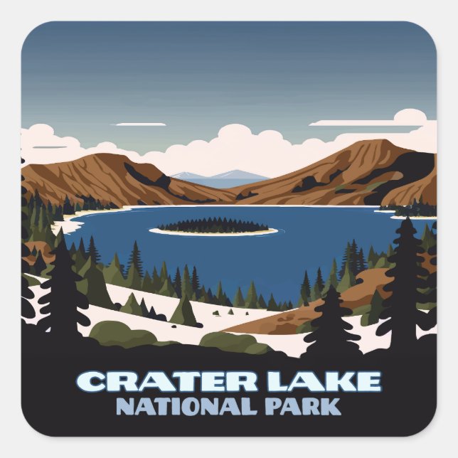 Sticker Carré Parc national du lac Crater Oregon  (Devant)