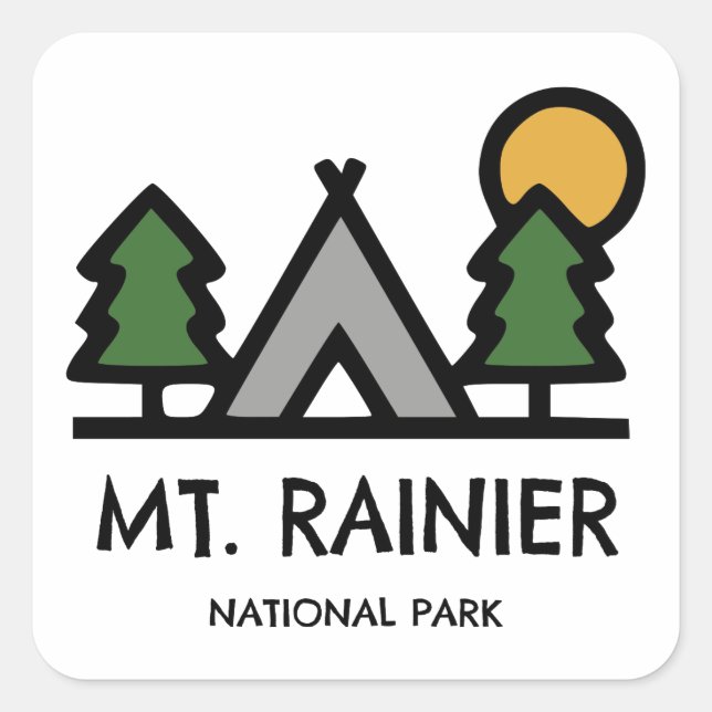 Sticker Carré Parc national du Mont-Rainier (Devant)