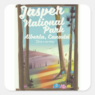 Sticker Carré Parc national Jasper, affiche de voyage du Canada