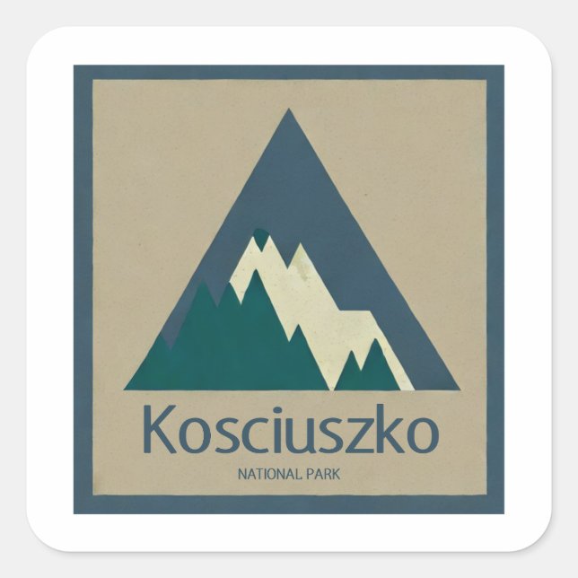 Sticker Carré Parc national Kosciuszko Rustique (Devant)