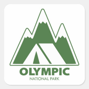 Sticker Carré Parc national olympique Montagnes Camping