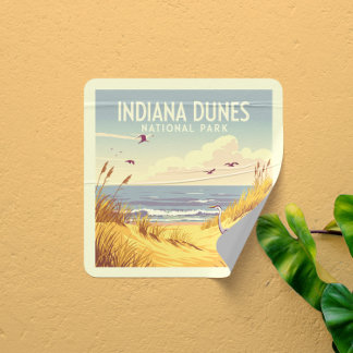Sticker Carré Parc national vintage des dunes de l'Indiana