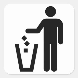 Sticker Carré Pare-déchets noir et blanc