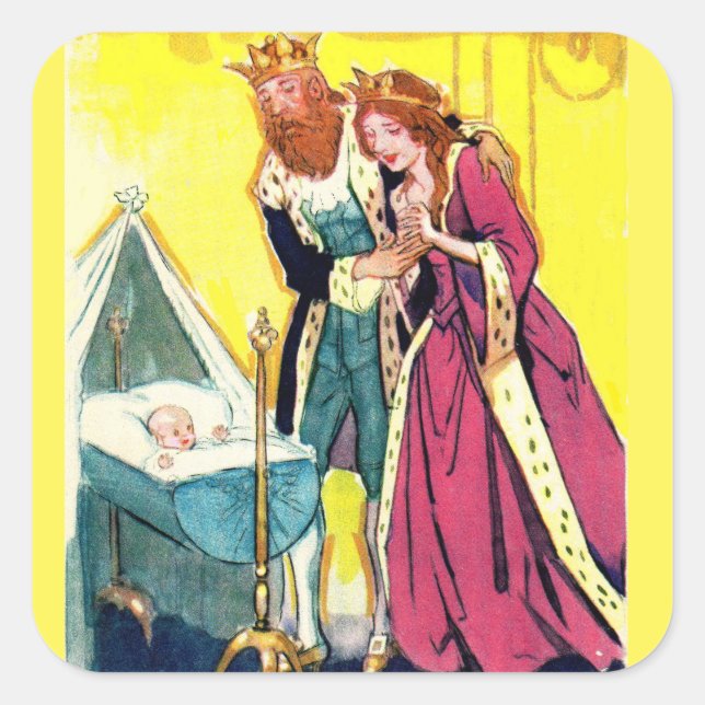Sticker Carré parents royaux et bébé royal (Devant)