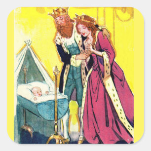 Sticker Carré parents royaux et bébé royal