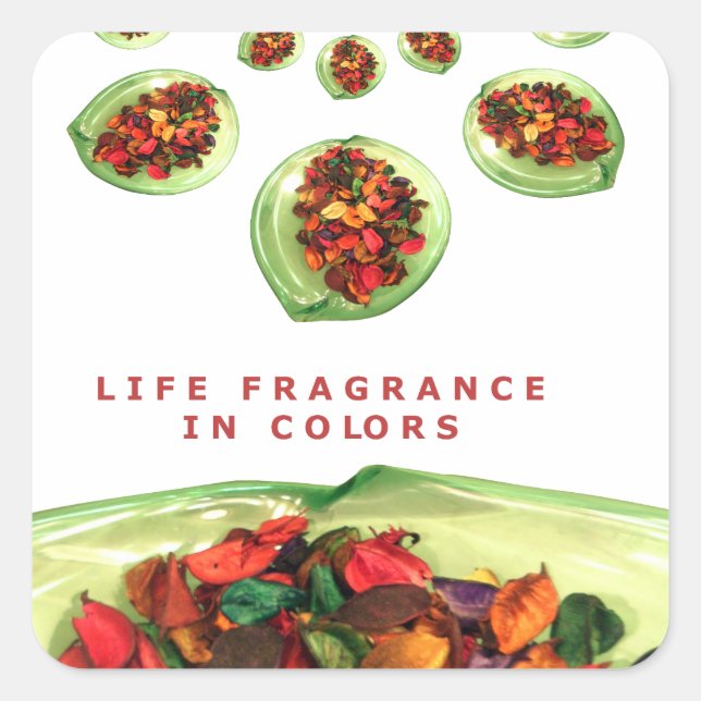 Sticker Carré Parfum de vie : Potpourri message inspirant (Devant)