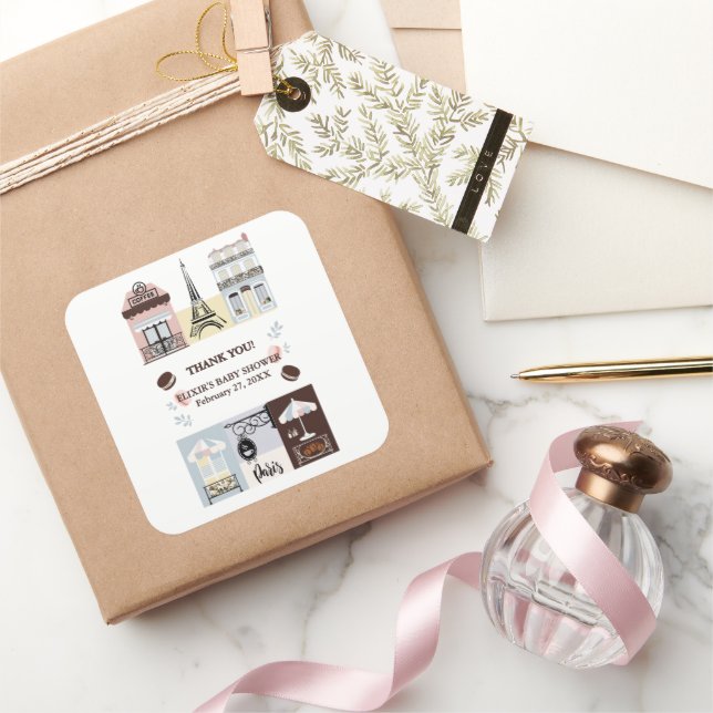 Sticker Carré Paris Café Patisserie Baby shower (Cadeaux)