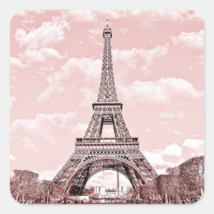Sticker Carré Paris dans Tour Eiffel rose