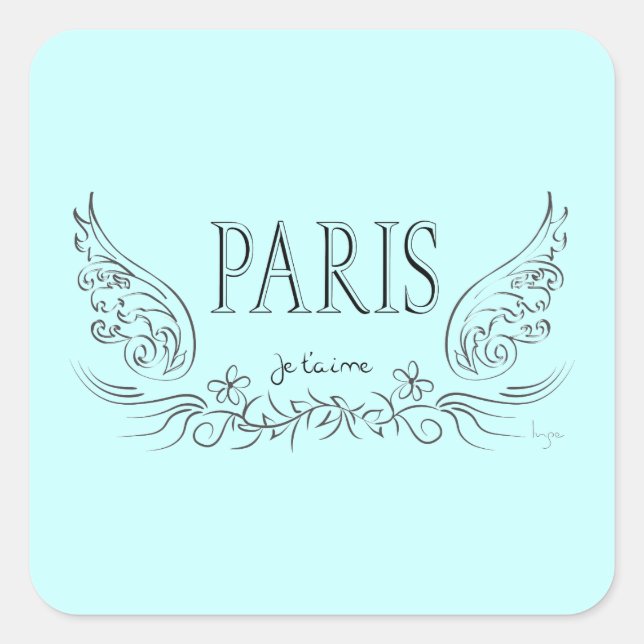 Sticker Carré PARIS Je t'aime (Devant)
