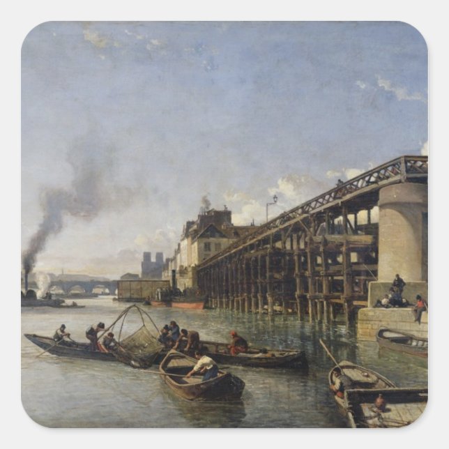 Sticker Carré Paris, la Seine ou l'Estacade, 1853 (Devant)