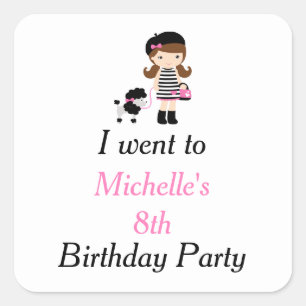 Sticker Carré Paris Tour Eiffel Brunette Fille "Je suis allée à"