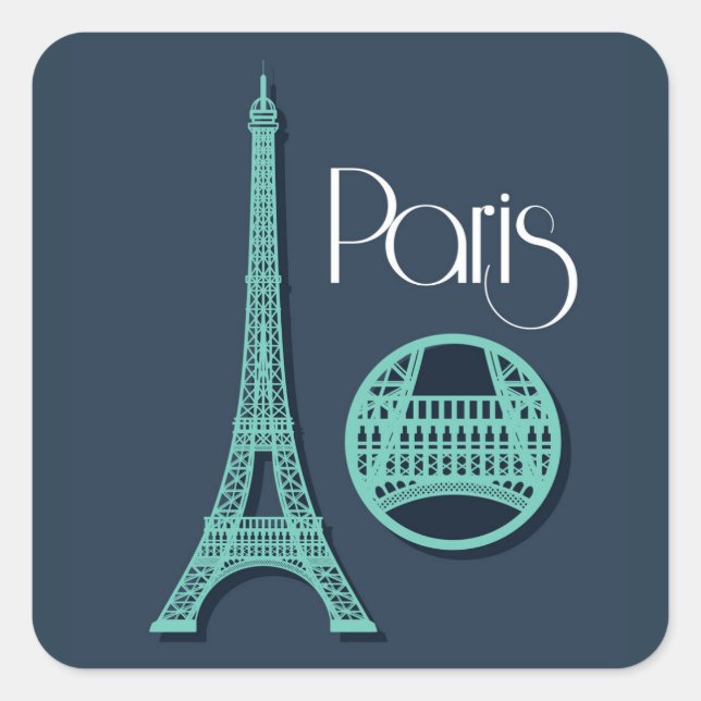 Sticker Carré Paris Turquoise (Devant)