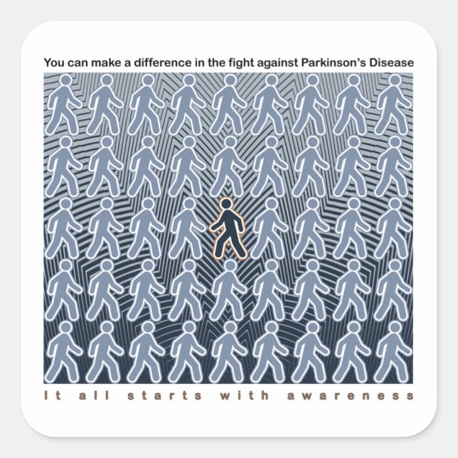 Sticker Carré Parkinsons combat commence avec sensibilisation (Devant)