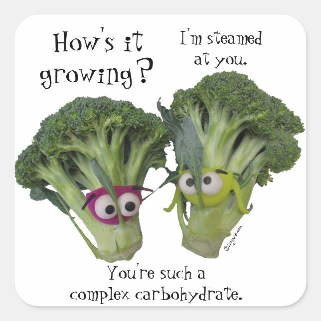 Sticker Carré Parler de Brocoli amusant (Devant)