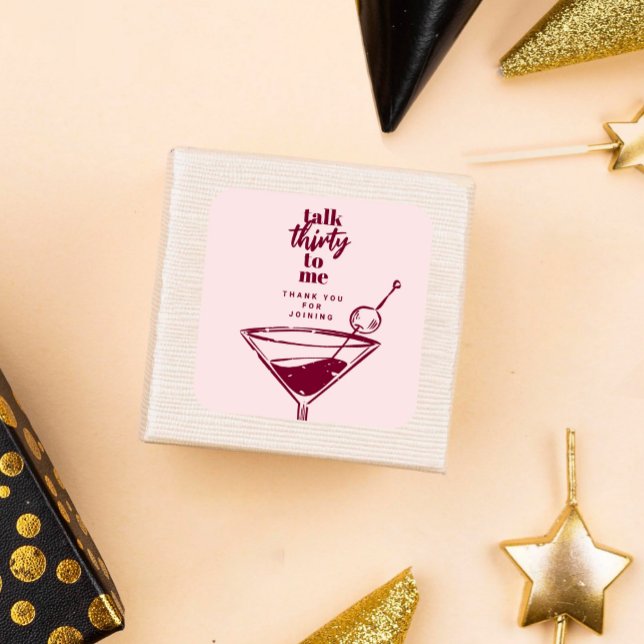 Sticker Carré Parlez Trente pour moi Martini 30e fête d'annivers (Créateur téléchargé)