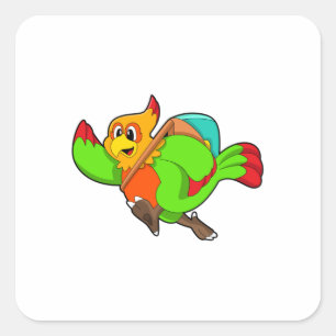 Sticker Carré Parrot as Hiker