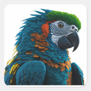 Sticker Carré Parrot Macaw coloré
