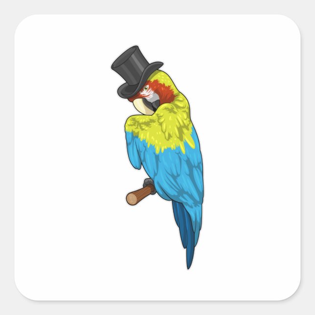 Sticker Carré Parrot with Cylinder (Devant)