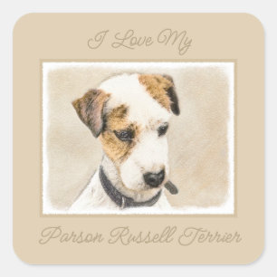 Sticker Carré Parson Jack Russell Terrier Peinture - Chantier d'