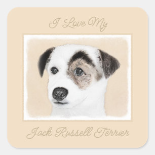 Sticker Carré Parson Jack Russell Terrier Peinture - Chantier d'
