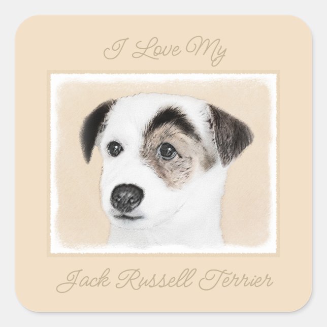 Sticker Carré Parson Jack Russell Terrier Peinture - Chantier d' (Devant)